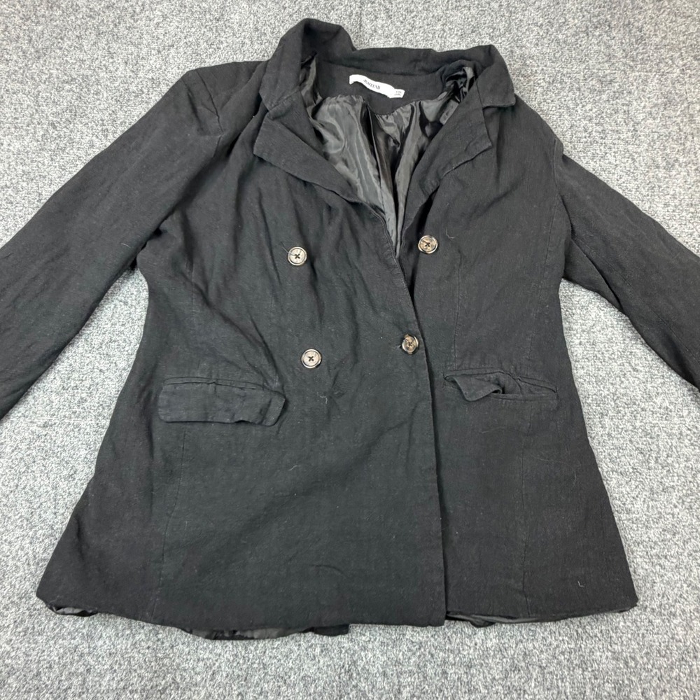 JustFab Womens Black Double Breasted Blazer‎ Jacket Textured Size XXL Z22-63